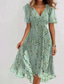 cheap Casual Floral Dresses-Women&#039;s Mini Dress Cocktail Dress Floral Dress Fashion Modern Outdoor Vacation Holiday Regular Fit Flower Short Sleeve V Neck Light Green Red Navy Blue Royal Blue Summer