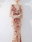 cheap Prom Dresses-Mermaid / Trumpet Quinceanera Dresses Elegant Dress Formal Wedding Floor Length Sleeveless V Neck Sequined with Sequin 2025