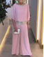 billige Blusedresser for kvinner-Dame 2-delt mote streetwear daglig bukse sett 3/4 lengde erme crew neck ensfarget paljetter lappverk casual daglig svart hvit rosa sommer vanlig passform