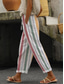 cheap Straight-Leg Pants-Women&#039;s Chinos Vacation Vintage Ethnic Style Full Length High Waist Stripe Lines / Waves Stripe Soft Outdoor Breathable Micro-elastic Formal Outdoor Vacation White Red Green Fall Loose Fit