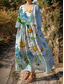 voordelige Bloemenjurken-Dames Halflange jurk A lijn jurk Zomerjurk Casual Dagelijks Ruim Passend Bloemig Grafisch 3/4 mouw V-hals Wit Rood blauw Zomer