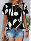 cheap Stripe&amp;Geometric tee-Women&#039;s T Shirt Graphic Geometric Striped Vintage Stylish Classic Short Sleeve Crew Neck Round Neck Regular Tops Daily Print Black Dusty Blue Summer Spring