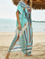 cheap Boho Dress-Women&#039;s Swimwear Cover Up Swimsuit Tropical Beach Wear Flower Round Neck Short Sleeves Bathing Suits