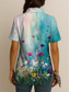cheap Women&#039;s Floral Tops-Women&#039;s Shirt Ombre Floral Graphic Vintage Tropical Daily Sleeveless Short Sleeve Shirt Collar Regular Tops Daily Yellow Red Blue Purple Summer Spring