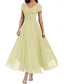 cheap Floor Length-A-Line Mother of the Bride Dress Elegant V Neck Floor Length Polyester Short Sleeve with Solid Color 2025