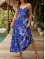 ieftine Rochii boho-Pentru femei Rochie Maxi Rochie de Vară Rochie A line Rochie Slip Vacanță Casual Boho Plajă Fit regulat Grafic Epocă Damasc Boho Paisley Fără manșon În V Galben Roșu-aprins Albastru piscină Mov Var