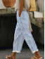 cheap Straight-Leg Pants-Women&#039;s Skinny Elegant Vacation Vintage Full Length High Waist Graphic Striped Printing Breathable Soft Micro-elastic Outdoor Daily Blue Summer Spring Regular Fit