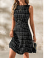 cheap Stripe&amp;Geometric Dress-Women&#039;s Mini Dress A Line Dress Work Dresses Off The Shoulder Dress Vacation Office Regular Fit Plaid Sleeveless Crew Neck Black White Wine Navy Blue Summer