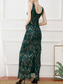 cheap Under $129.99-Green Embroidered Dress Mother of the Bride Dress Elegant Scoop Neck Floor Length Sleeveless with Sequin Tassel 2025