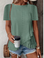 cheap Plain tee-Women&#039;s T Shirt Solid Color Plain Basic Casual Short Sleeve Crew Neck Regular Tops Daily Weekend Ruffle Eyelet White Yellow Pink Green Summer