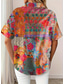 cheap Floral Tops-Women&#039;s Shirt Long Sleeve Button Down Blouse Floral Graphic Vintage Tropical Daily Short Sleeve Shirt Collar Regular Tops Daily Orange Summer Spring