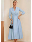 cheap Floor Length-A-Line Blazer Dress Mother of the Bride Dress Tuxedo Dress Stretch Crepe Elegant Simple Lapel Neckline Tea Length Satin 3/4 Length Sleeve with Solid Color