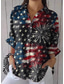 cheap Independence Day Top-Women&#039;s Patriotic  Shirt Graphic Flag USA Vintage Daily Stylish Long Sleeve Shirt Collar Regular Tops Work Daily Buttons Print White Blue Khaki Summer Spring