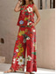 ieftine Costume de bluză de damă-Seturi de vacanță vintage de 2 piese pentru femei din bumbac și in fără mâneci cu guler rotund grafic în dungi casual de zi cu zi roșu albastru verde vară