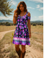 preiswerte Blumenkleider-Damen Minikleid A Linie Kleid Sommerkleid Urlaub Lässig Täglich Ferien Normale Passform Blumen Grafik Kurzarm V Ausschnitt Rote Purpur Sommer