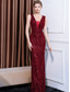 cheap GREEN-Mermaid / Trumpet Quinceanera Dresses Elegant Dress Formal Wedding Floor Length Sleeveless Crew Neck Sequined with Sequin 2025