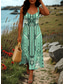 preiswerte Boho Kleider-Damen Maxikleid Sommerkleid A Linie Kleid Schulterfreies Kleid Urlaub Lässig Boho Party Ausgehen Strand Normale Passform Grafik Stammes Ärmellos Quadrathals Schwarz-rot Weiß Violett Grün Sommer