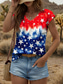 cheap Independence Day Top-Women&#039;s Patriotic  Camisole Tank Top Graphic Flag Vintage Stylish Classic Sleeveless Red White And Blue Short Sleeve V Neck Regular Tops Daily Print Red Summer Spring