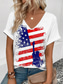 cheap Independence Day Top-Women&#039;s Patriotic  T Shirt American Flag Print V Neck Red White And Blue Short Sleeve Casual Summer Tee Red White Blue Comfortable Lightweight Top for Daily Wear
