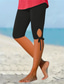 cheap Plain Leggings-Women&#039;s Leggings Vacation Vintage Fashion Knee Length High Waist Solid Color Printing Breathable Soft Micro-elastic Outdoor Daily Black Blue Green Gray Summer Spring Slim Fit