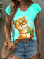 cheap Animals Tank Top-Kayomi Harai Women&#039;s Animal Cat Camisole Tank Top Graphic  Vintage Stylish Classic Sleeveless Short Sleeve V Neck Regular Tops Daily Print Light Blue Summer Spring