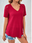 cheap Plain tee-Women&#039;s T Shirt Plain Fashion Stylish Modern Short Sleeve V Neck Regular Tops Daily Weekend Lace Patchwork Black White Red Green Summer