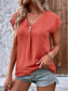 cheap Plain tee-Women&#039;s Blouse Solid Color Stylish Casual Short Sleeve V Neck Regular Tops Daily Buttons White Pink Orange Khaki Summer