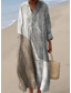abordables Robes Rayés et Géométriques-Femmes Robe Midi Robe d&#039;Été Robe trapèze Vacances Occasionnel Boho Soirée Sortir Plage Graphique Géométrique Rayure manche longue Col en V Frêne Jaune Rose Claire Orange Été Printemps