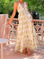 cheap Elegant Floral Dresses-Women&#039;s Long Dress Maxi Dress Cotton Linen Dresses Casual Dress Fashion Outdoor Party Holiday Regular Fit Flower Short Sleeve Halter Neck Beige Summer