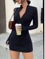 economico Abiti da festa-Per donna Mini Abito Abito Elegante Elegante Casual Vestibilità aderente Semplice Manica Lunga Collo alla coreana Nero Estate