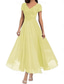 cheap Floor Length-A-Line Mother of the Bride Dress Elegant V Neck Floor Length Polyester Short Sleeve with Solid Color 2025