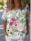 cheap Floral tee-Women&#039;s T Shirt Floral Graphic Plants Vintage Stylish Classic Short Sleeve V Neck Regular Tops Daily Weekend Print White Yellow Blue Green Summer