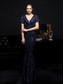 preiswerte Sekt-Meerjungfrauenschnitt Quinceanera-Kleider Elegant Kleid Formell Hochzeit Bodenlang Kurzarm V Ausschnitt Paillettenbesetzt mit Paillette 2025