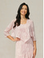 cheap Women&#039;s Dressy Tops-Women&#039;s Shrugs Solid Color Elegant Stylish Basic 3/4 Length Sleeve Crew Neck Asymmetrical Square Neck Crop Tops Wedding Guest Beach Wedding Pink Summer Spring Fall