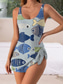 cheap One-piece swimsuits-Women&#039;s Swimwear One Piece Monokini Swimsuit Backless Tummy Control High Waist Slim Vacation Beach Wear Graphic Geometric U Neck Sleeveless Bathing Suits