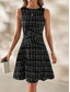 cheap Stripe&amp;Geometric Dress-Women&#039;s Mini Dress A Line Dress Work Dresses Off The Shoulder Dress Vacation Office Regular Fit Plaid Sleeveless Crew Neck Black White Wine Navy Blue Summer