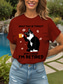 お買い得  ユーモア &amp; 名言Tシャツ-女性用 Tシャツ グラフィック 動物 猫 ヴィンテージ スタイリッシュ クラシック 半袖 クルーネック ラウンドネック レギュラートップス 日常 週末 プリント ブラック ホワイト ピンク ルビーレッド ブルー 夏 春