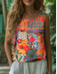ieftine top floral fără mâneci-Pentru femei Camisole Tank Top Floral Grafic Elegant Boemia Epocă Fără manșon Stil Nautic Topuri obișnuite Negru Portocaliu Vară Primăvară