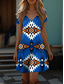 levne Boho šaty-Dámské Boho šaty západní šaty vintage mini šaty T-shirt šaty tee šaty letní šaty prázdninové ležérní plážové vycházkové regular fit grafické kmenové krátký rukáv V výstřih červená modrá fialová