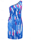 cheap Elegant Floral Dresses-Women&#039;s Mini Dress Boho Dress Elegant Sexy Boho Bodycon Dress Bohemian Sleeveless One Shoulder Magenta Blue Orange Light Blue Summer