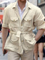 cheap Men&#039;s Jackets &amp; Coats-Men&#039;s Lightweight Jacket Summer Jacket Shirt Jacket Transition Jacket Vacation Daily Pocket Summer Spring Stripes Fashion Classic Lapel Regular Pink Blue Green Khaki Jacket