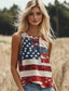cheap Independence Day Top-Women&#039;s Patriotic  Camisole Tank Top Graphic Flag USA Bohemia Daily Retro Vintage Sleeveless Crew Neck Regular Tops Vacation Wear Red Summer Spring