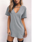 cheap Plain Dress-Women&#039;s Mini Dress T Shirt Dress Tee Dress Summer Dress Casual Daily Regular Fit Plain Short Sleeve V Neck Black White Brown Green Summer