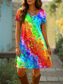 ieftine rochie florală-Pentru femei Rochie Mini Rochii Tricou Rochie A line Rochie de vară Casual Zilnic Fit regulat Ombre Grafic Geometric Manșon scurt Crewneck Albastru piscină Mov Portocaliu Vară Primăvară