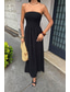 voordelige Feestjurken-Dames Lange jurk maxi-jurk Swingjurk Zomerjurk Elegant Uitgaan Strand Zomerjurk Normale pasvorm Heldere kleur Mouwloos Strapless Zwart Geel Bruin Beige Zomer