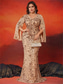cheap GREEN-Mermaid / Trumpet Plus Size Dresses Elegant Curve Dress Formal Wedding Floor Length Long Sleeve V Neck Sequined with Sequin 2025