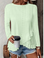 cheap Plain Tops-Women&#039;s Blouse Solid Color Stylish Casual Long Sleeve Crew Neck Regular Tops Daily Ruffle Eyelet White Yellow Blue Green Summer Spring