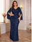 cheap GREEN-Mermaid / Trumpet Plus Size Dresses Elegant Curve Dress Formal Wedding Floor Length Long Sleeve V Neck Sequined with Sequin 2025