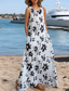 cheap Print Floral Presses-Women&#039;s Maxi Dress A Line Dress Summer Dress Boho Daily Holiday Regular Fit Floral Color Block Sleeveless Crew Neck White Blue Summer
