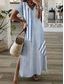 abordables Vestidos a Rayas y Geométricos-Mujer Vestido maxi Vestido de una línea Vestido de verano Vacaciones Casual Diario Ajuste regular Graphic A Rayas Manga Corta Escote en Pico Rosa Azul Piscina Gris Verano